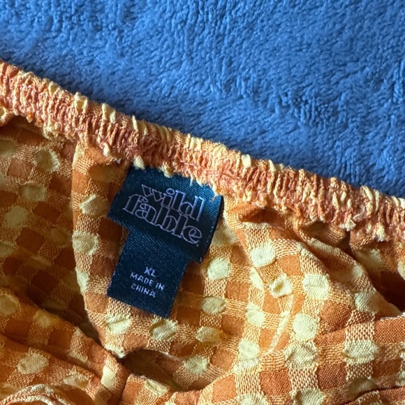 Wild Fable Yellow Check Puff Sleeve Crop Top - Picture 5 of 6